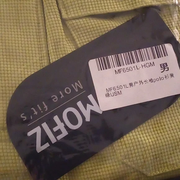 NWT - Mofiz Long Sleeve Green Polo Waffle Design Shirt - Size Medium - Picture 6 of 6